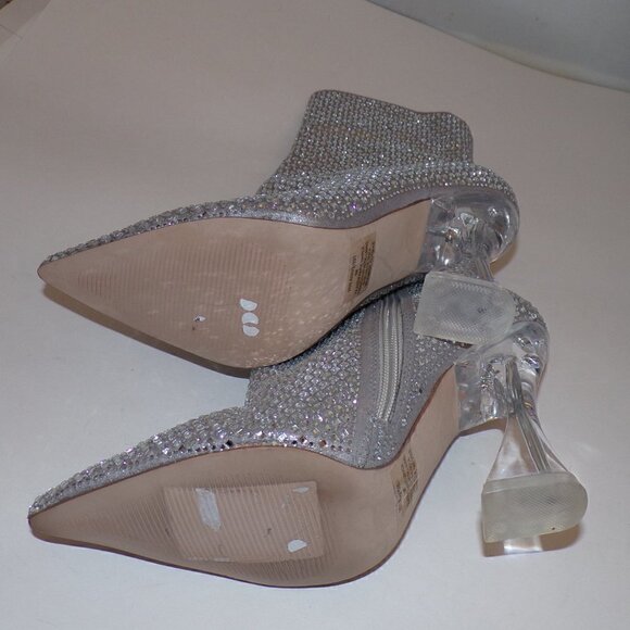 STEVE MADDEN Vivy-r Crystal Boots wclear Lucite Heel sz 6 - Picture 7 of 7